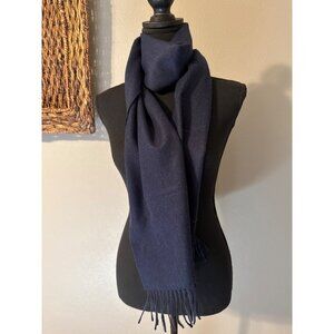 Spring & Mercer 100% Cashmere Scarf 80 x 11 Navy Blue Fringe Ends Unisex NEW